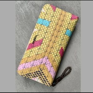 FOSSIL Ribbon Print Leather Pocketbook Wallet